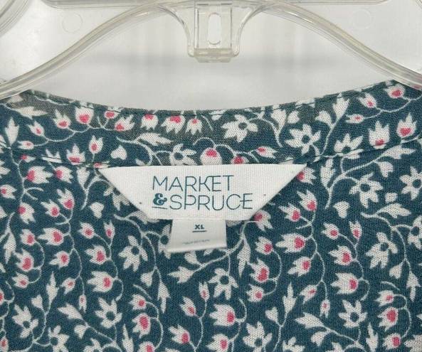 Market & Spruce Stitch Fix Market Spruce Gauzy Peasant Top Ditzy Floral Green Pink Boho Size XL