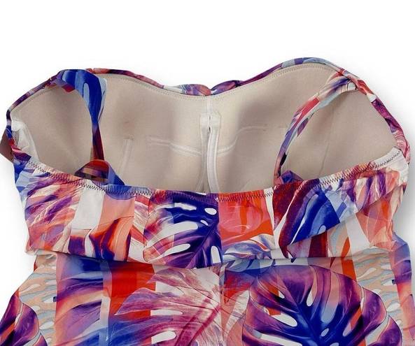 Gottex  Profile Ruched Tropical Floral Underwire Tankini Swimsuit Top Size 40D