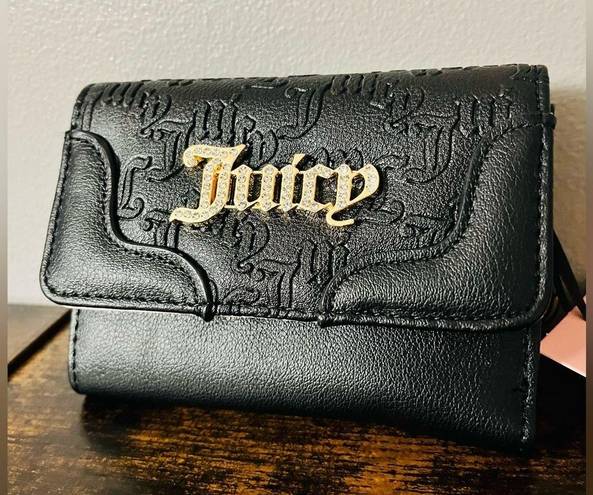 Juicy Couture  Liquorice Black Heartless Double Sided Trifold Wallet NWT​​