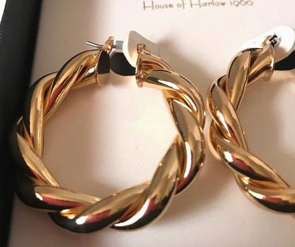 House of Harlow  1960 | TWISTED BRAIDED HOOP EARRINGS