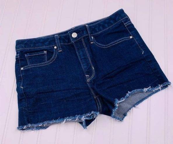 Gap 1969  Women's Slim‎ Cut Off Maddie Short Size 26R Mid Rise Raw Hem Dark Wash