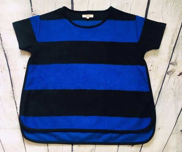 Madewell Blue & Black Brushed Rugby Boxy Top