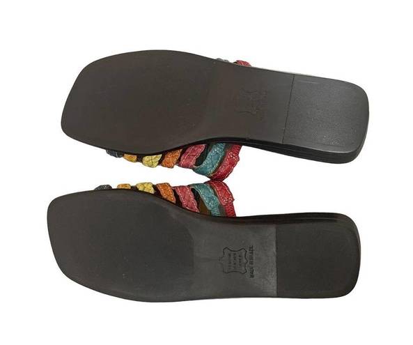 Coldwater Creek  Women's Leather Sandals Slides Size 7M Square Toe Multicolor