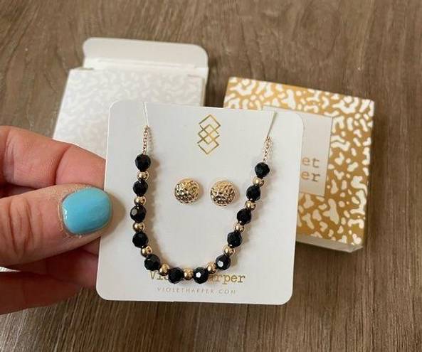 Harper Violet  Morgan Gold beaded bracelet and earrings set NEW in packaging