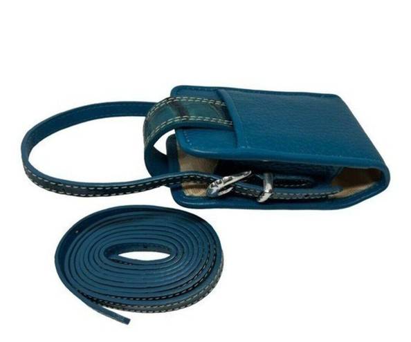 Brighton  Cell Phone Holder Blue Croc‎ Pebble Leather with 2 straps