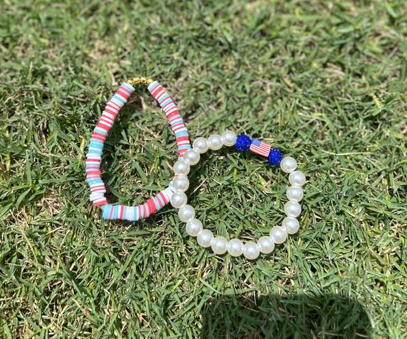 4th Of July Handmade Bracelets White