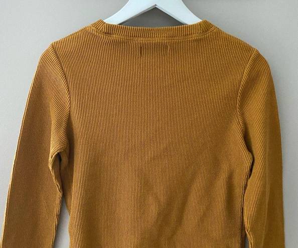 Madewell Ribbed Long Sleeve Front Knot Top Small