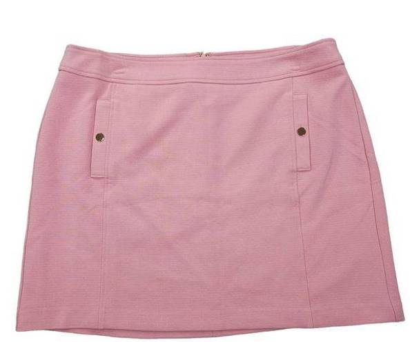 The Loft  Plus Size 16 Pink Shift Skirt Gold Buttons Barbie Academia Preppy NEW