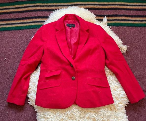 Talbots  Wool Blend Notch Collar Equestrian Holiday 2 Button Blazer Christmas red