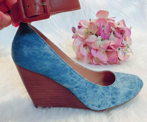 mix no. 6 Blue Denim/Brown Ankle Strap Wedges!