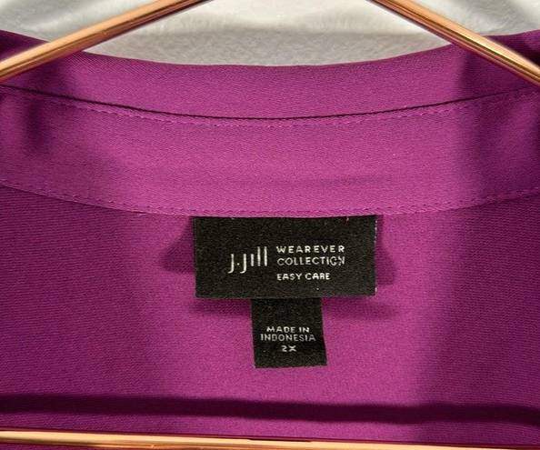 J.Jill  Wearever Easy-Care Pleated One-Button Top Purple Plum Size 2x