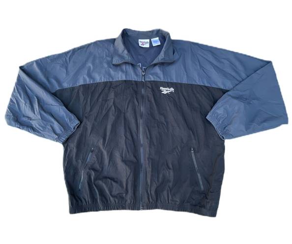 Reebok Vintage 90s  Zip Up Windbreaker Black Blue Jacket