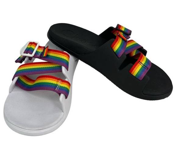 Chacos Chaco Chillos Progress Pride Slides Black White Womens 10