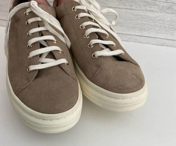 Joie  Brown Suede Platform Lace Up Fashion Sneakers