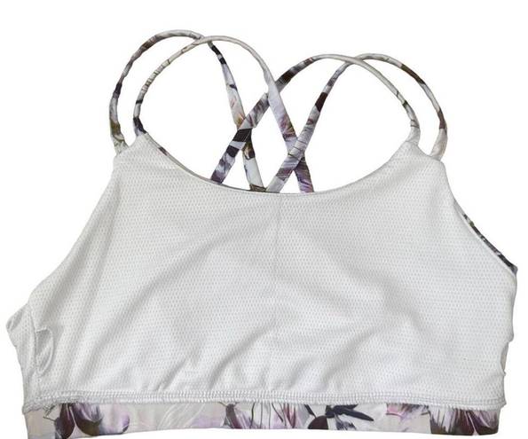 Gottex  Sports Bra Athleisure Stretch Mesh Floral Pullover White Purple M NWOT