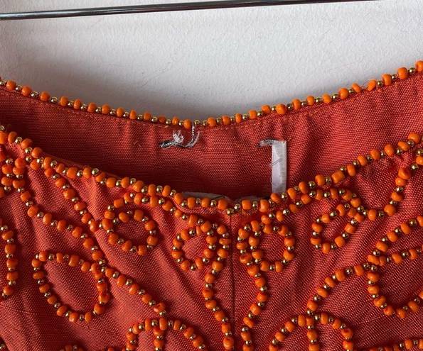 Oleg Cassini Vintage  Silk Glass Beaded Orange Formal Pants