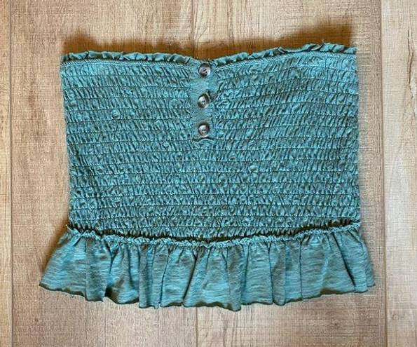 We The Free  Size medium green smocked cropped tube top summer