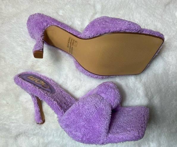 EGO  Shoes Lavender Lilac Purple Terry Towel Knotted Square Toe Mule Heels Size 8