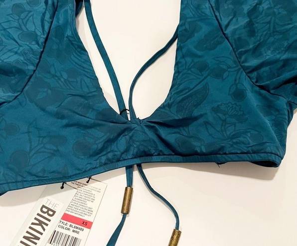 The Bikini Lab  Wrap Bikini Top Teal Strappy Ruffle Size XS NWT