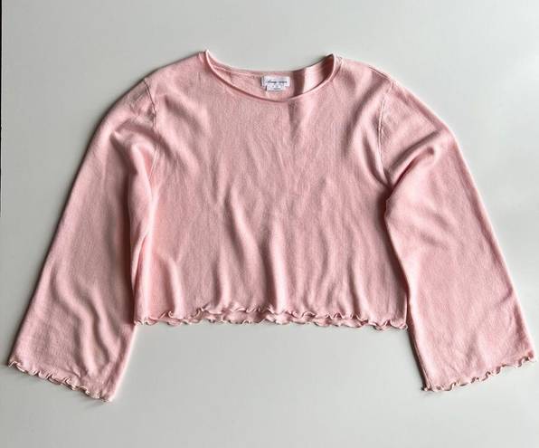 Lovers + Friends  Mica Long Bell Sleeve Crop Sweater With Frill Hem Size S