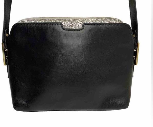 India Hicks  Maddison May black leather gold crossbody bag with clutch insert