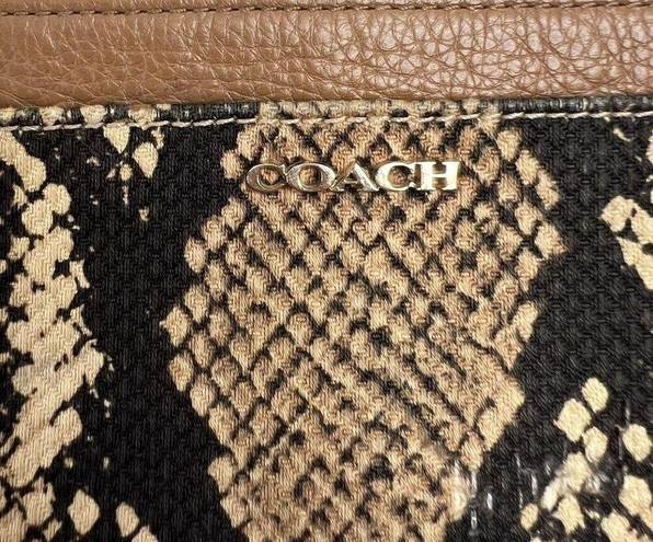 Coach  Madison Python Snake Print Zippy Wallet Wristlet Light Gold Natural Beige