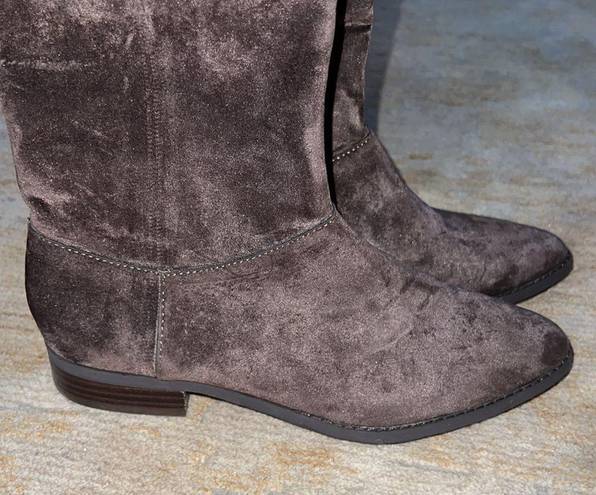 Band of Gypsies New  Luna Chocolate Brown Velvet Suede Zip Up Boots