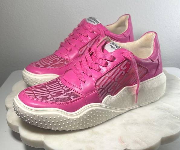 Juicy Couture  Sneakers Fashion Dyanna Size 8.5 Pink All Over Logo Barbie Pink