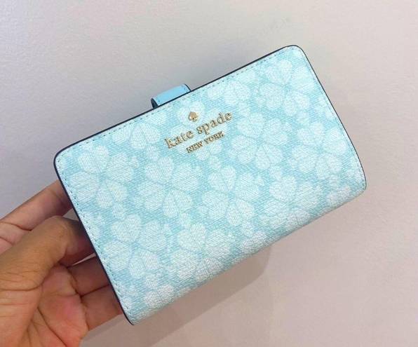 Coach Kate Spade Blue Glow Multi Signature Spade Flower Medium Compact Bifold Wallet