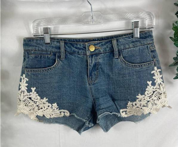 Harper  lace detail jean shorts