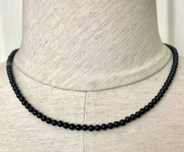 Onyx Dainty silver black  beaded necklace