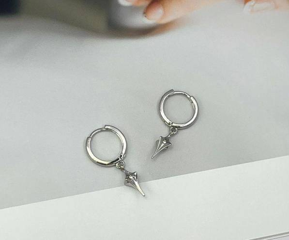 Star Dangle Drop Earrings for Men Women,Punk Hip Hop Earrings Silver