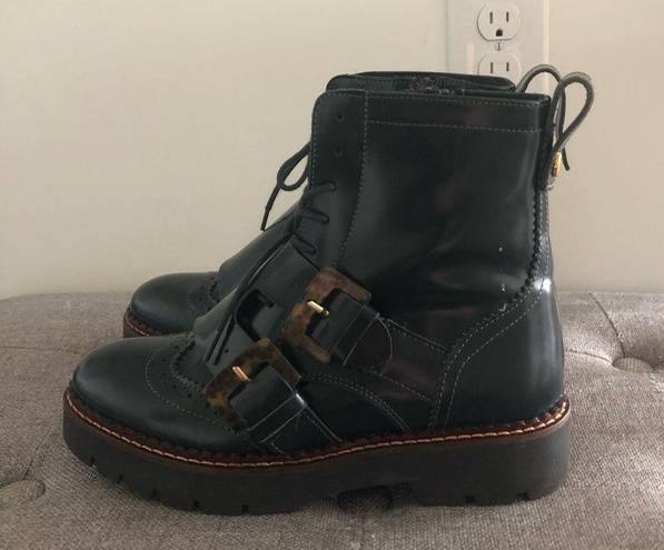 Scotch & Soda  Olivine Leather Brogue Biker Combat Boots