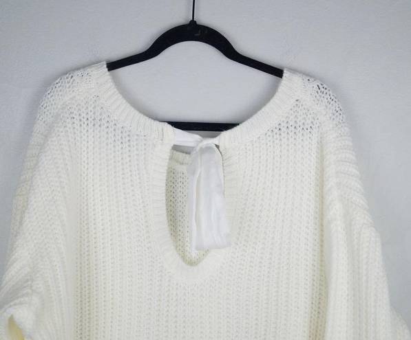 Torrid  Cable Sweater Tie Back Neckline Ivory Pullover Knit Long Sleeve Size 3