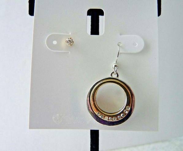 Charter Club MIX IT UP!  Gold Tone Crystal Circle Drop & Crystal Stud Earrings