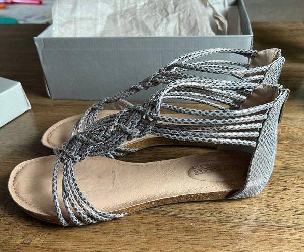 Adam Tucker  By‎ Me Too Women's Cali Sandal Pewter Metallic Snake size 9.5