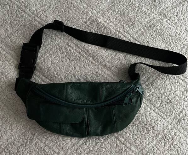 Vintage Green Leather Fanny Pack