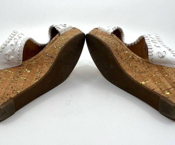 Jack Rogers  White Leather Cork Wedge Sandals Women's 7.5 US