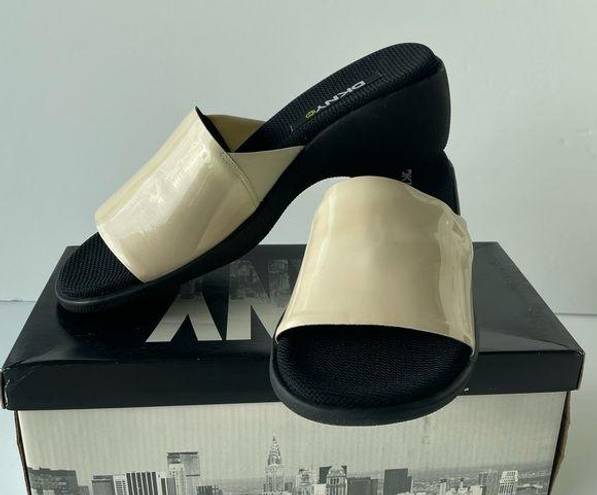 DKNY  Cream and Black Platform Sandals