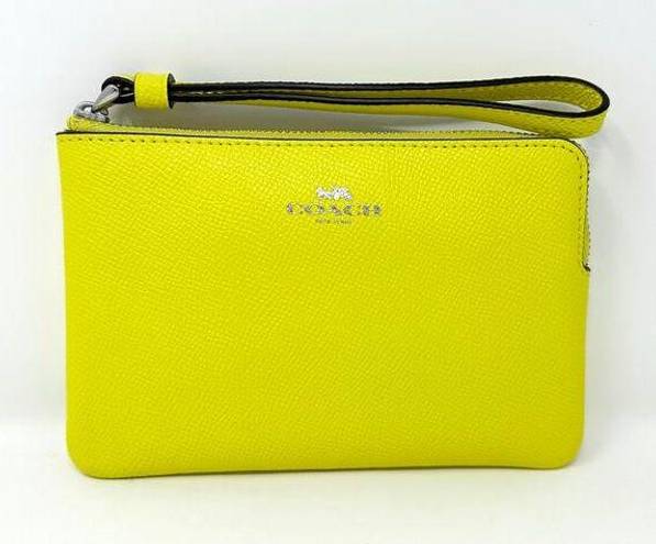 Coach  Corner Zip Wristlet in Bright Yellow Leather 58032