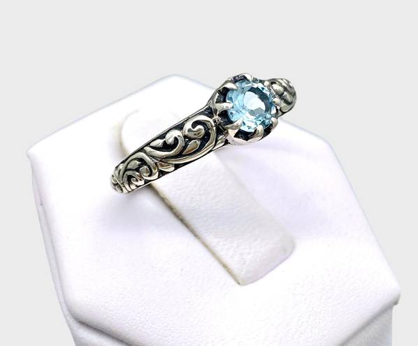 Sterling Silver Handcrafted Genuine Blue Topaz Ring - Sz 9