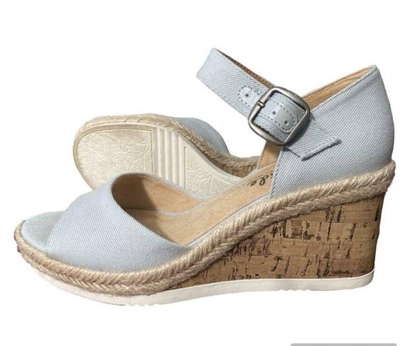 Life Stride Gray  velocity 2.0 Espadrille  raffia trimmed wedge Heel women's  sz 7