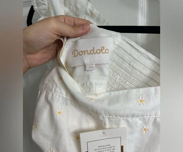 Daisy Dondolo Women's embroidered  Shirt Top Smocked Ruffle Sleeve Size XS NWT