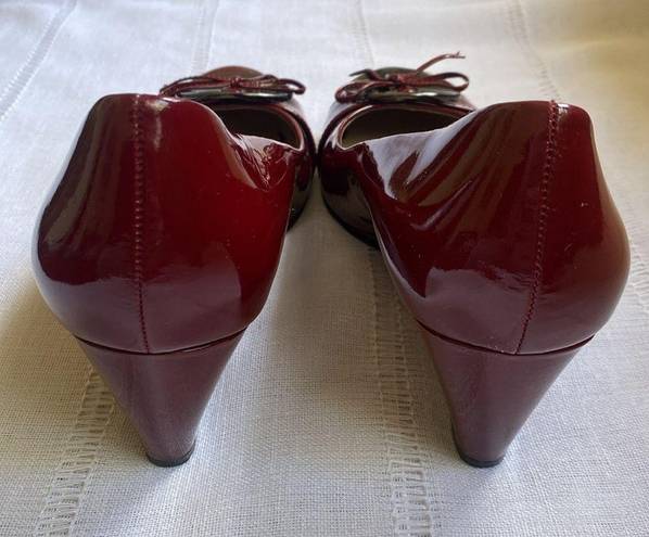 Ruby  & Bloom patent leather red wedges.