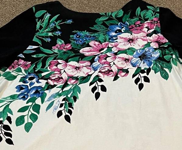 Jessica London  floral shirt top size 22/24 black white  3/4 sleeves