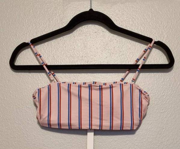 Madewell  Second Wave Spaghetti Strap Bandeau Bikini Top in Paseo Stripe XS NEW