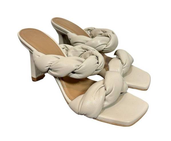 Twisted Flattered x Revolve River  Leather Heeled Sandals in Cream