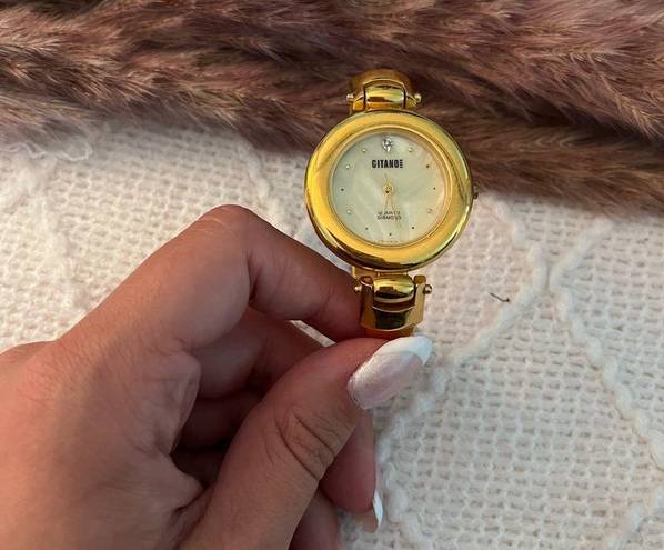 Gold Quartz Vintage Diamond Cuff Watch