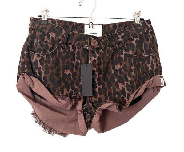 One Teaspoon Bandits Leopard Denim Shorts NWT Sz 26