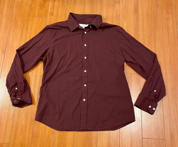 Goodfellow & Co Slim Northrop Shirt Button Down long Sleeve Shirt Maroon extral large M